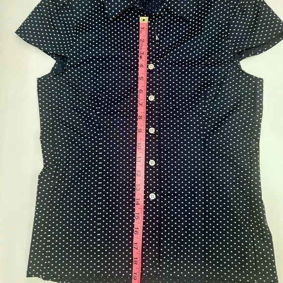 Brandy Melville Rue Polka Dots Top, Navy, Button Down, size small, NWOT - Picture 9 of 12